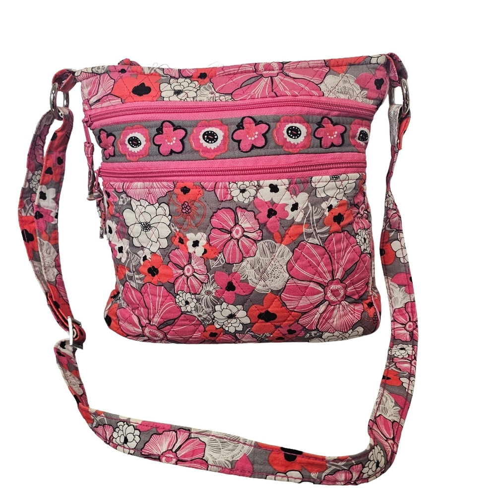 100% Cotton Pink Floral Quilt Crossbody Bag MINT CONDITION Sierra Pacific Crafts